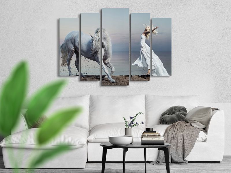 Модульная картина Лошадь и Девушка Art-298_5 ( 80х118см ) с лаковым покрытием Art-298_5 фото
