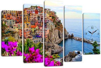 Модульна картина з годинником DK Місто на березі моря 80x108 см (m5c-chf43) m5c-chf43 фото