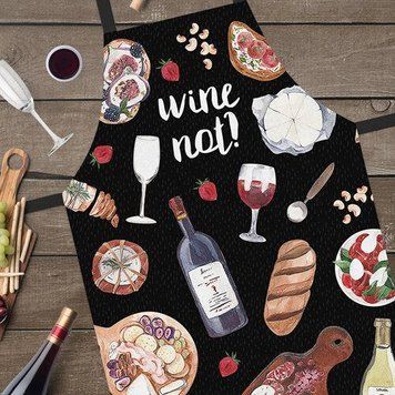 Кухонний фартух Wine not чорний 75х51 см (FRTC_21M008) FRTC_21M008 фото