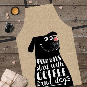 Кухонний фартух Good days start with coffee and dog бежевий 75х51 см (FRTC_21M004) FRTC_21M004 фото