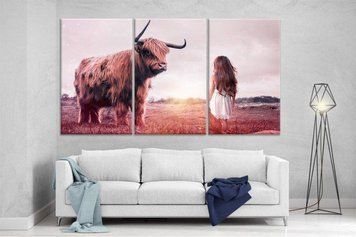 Модульна картина DK Дівчинка та бик 159x99 см (XL110) XL110 фото