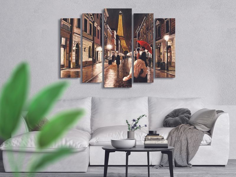Модульная картина Влюбленные в Париже Art-251_5 ( 80х118см ) с лаковым покрытием Art-251_5 фото