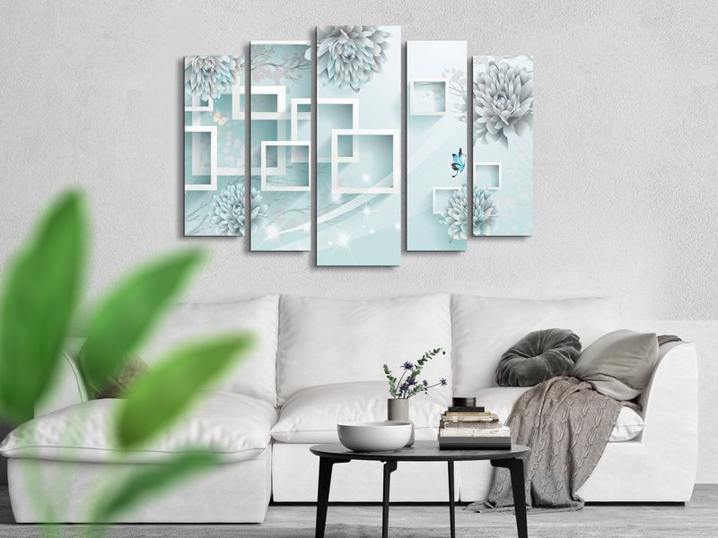 Модульна картина Квіти Абстракція Art-261_5 ( 80х118см ) з лаковим покриттям Art-261_5 фото