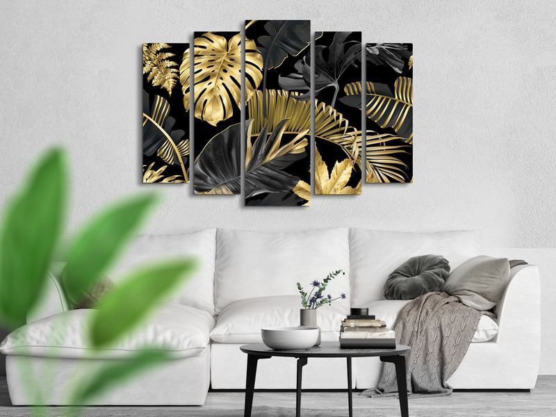 Модульная картина Монстера Абстракция Art-268_5 ( 80х118см ) с лаковым покрытием Art-268_5 фото